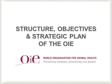 1 STRUCTURE, OBJECTIVES & STRATEGIC PLAN OF THE OIE.
