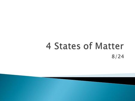 8/24.  Matter - any substance which has mass and takes up space  List 5 Examples of Matter:  List 5 Examples of things that are NOT matter: