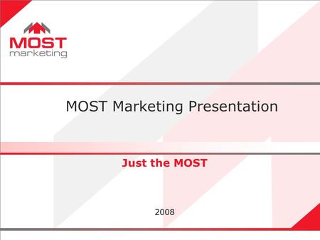 1 Just the MOST 2008 MOST Marketing Presentation.