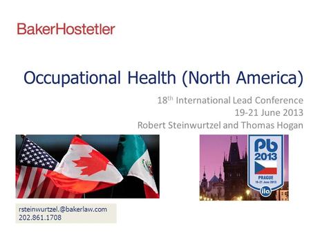 Occupational Health (North America) 18 th International Lead Conference 19-21 June 2013 Robert Steinwurtzel and Thomas Hogan