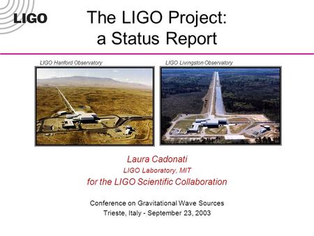 The LIGO Project: a Status Report