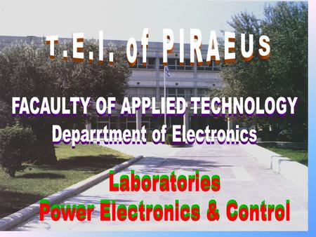 FACAULTY OF APPLIED TECHNOLOGY Deparrtment of Electronics