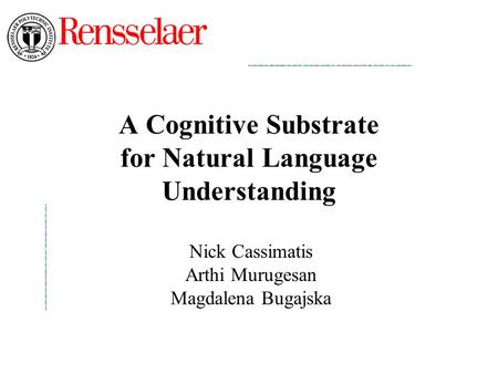 A Cognitive Substrate for Natural Language Understanding Nick Cassimatis Arthi Murugesan Magdalena Bugajska.