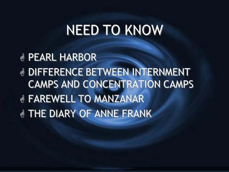NEED TO KNOW PEARL HARBOR