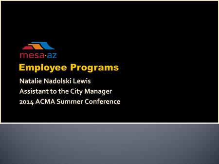 Natalie Nadolski Lewis Assistant to the City Manager 2014 ACMA Summer Conference.