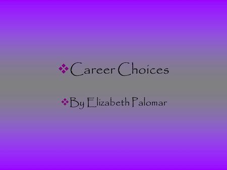  Career Choices  By Elizabeth Palomar.  Career Choices  Plan A  -College and University Administrator  Plan B  -Commercial Art Director.