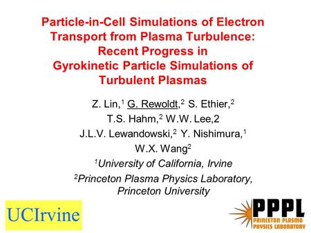 Particle-in-Cell Simulations of Electron Transport from Plasma Turbulence: Recent Progress in Gyrokinetic Particle Simulations of Turbulent Plasmas Z.