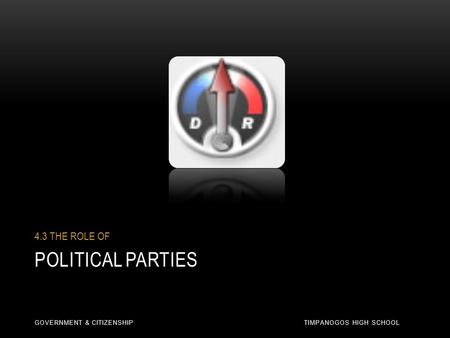 POLITICAL PARTIES 4.3 THE ROLE OF GOVERNMENT & CITIZENSHIP TIMPANOGOS HIGH SCHOOL.