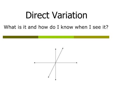 Direct Variation What is it and how do I know when I see it?
