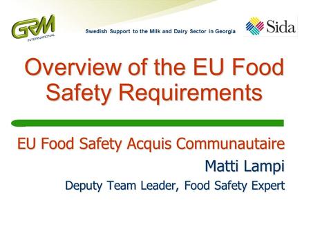 Overview of the EU Food Safety Requirements