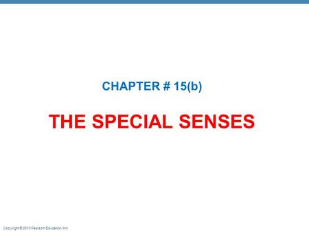 CHAPTER # 15(b) THE SPECIAL SENSES.