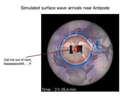 Simulated surface wave arrivals near Antipode Get me out of here, faaaaaassstttt…..!!