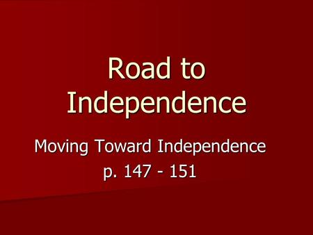 Moving Toward Independence p