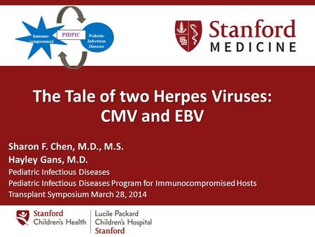 The Tale of two Herpes Viruses: CMV and EBV Sharon F. Chen, M.D., M.S. Hayley Gans, M.D. Pediatric Infectious Diseases Pediatric Infectious Diseases Program.