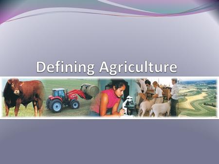 Interest Approach Ask students to define agriculture. Ask them what the agriculture industry produces. If they have difficulty, ask them to explain the.