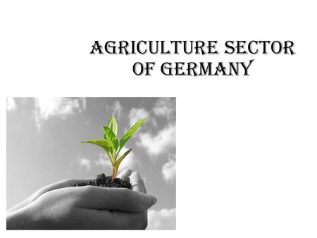 Agriculture sector of Germany. Germany known for the great population of 82.5 mln people. Consists mostly of great lands of agriculture Especially in.