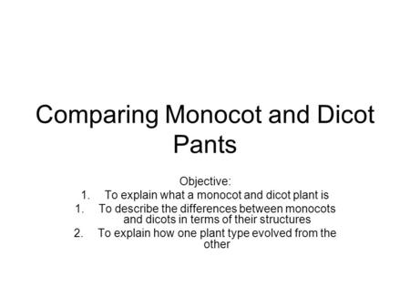 Comparing Monocot and Dicot Pants
