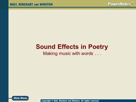 Sound Effects in Poetry Making music with words...