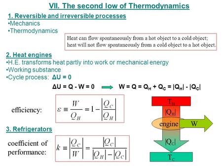 VII. The second low of Thermodynamics