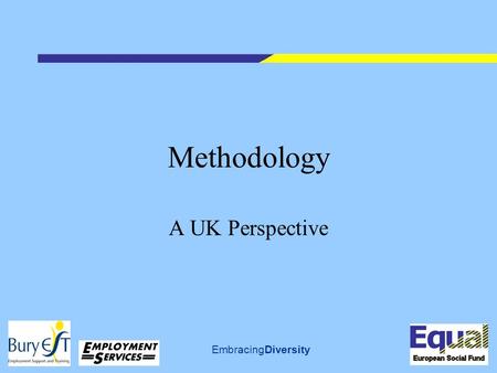 EmbracingDiversity Methodology A UK Perspective. EmbracingDiversity Getting to know the beneficiary We aim to capture a full and accurate picture of the.