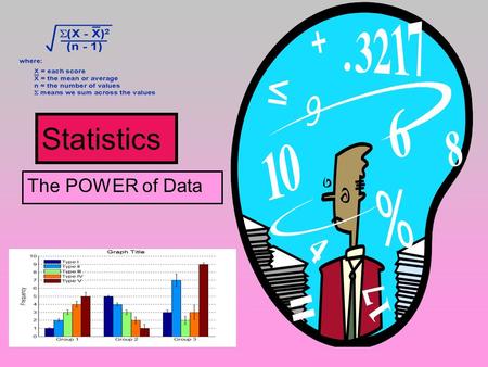 Statistics The POWER of Data. Statistics: Definition Statistics is the mathematics of the collection, organization, and interpretation of numerical data.