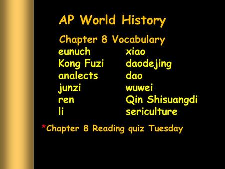Chapter 8 Reading quiz Tuesday