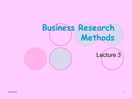 06/10/20151 Business Research Methods Lecture 3. 06/10/20152 Accessing and reviewing literature as part of research Lecture Outline: Why is it so important.