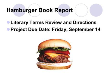 Hamburger Book Report Literary Terms Review and Directions
