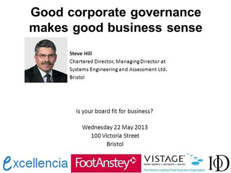 Good corporate governance makes good business sense