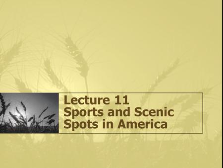 Lecture 11 Sports and Scenic Spots in America. Sports 3 Main Ball Games in America: The American Football Baseball Basketball (created by James Naismith)
