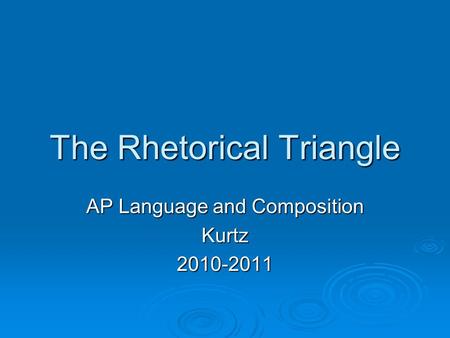 The Rhetorical Triangle AP Language and Composition Kurtz2010-2011.