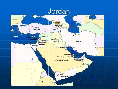 Jordan. Location Jordan is located in the heart of the Middle East, Northwest of Saudi Arabia, south of Syria, Southwest of Iraq, and east of Israel.