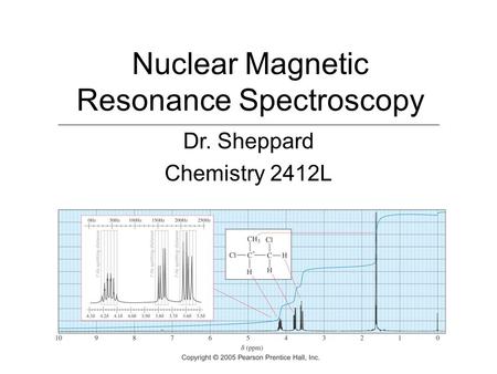 Nuclear Magnetic Resonance Spectroscopy Dr. Sheppard Chemistry 2412L.