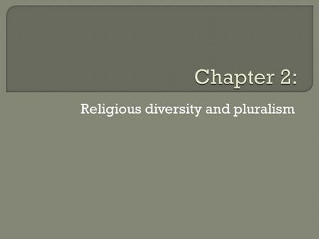 Religious diversity and pluralism.  Religious views in focus  Hinduism  Buddhism  Judaism  Christianity  Islam.