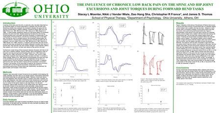 THE INFLUENCE OF CHRONICE LOW BACK PAIN ON THE SPINE AND HIP JOINT EXCURSIONS AND JOINT TORQUES DURING FORWARD BEND TASKS Stacey L Moenter, Nikki J Vander.