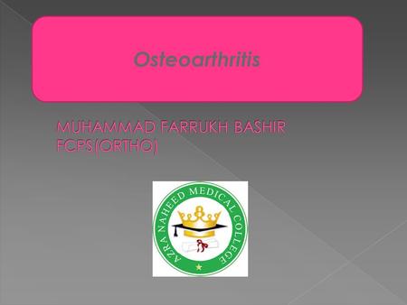 Osteoarthritis.  Osteoarthritis OA is a degenerative disease of diarthrodial ( synovial ) joints, characterized by  Breakdown of articular cartilage.