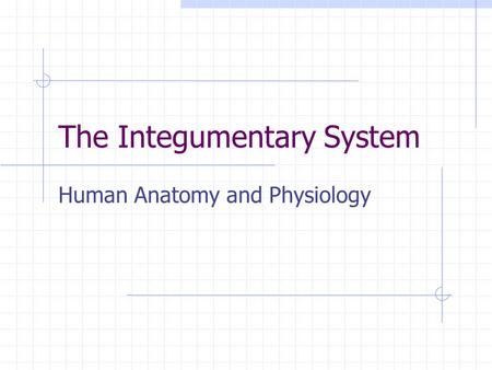 The Integumentary System Human Anatomy and Physiology.