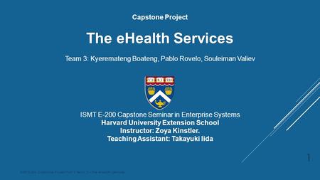 The eHealth Services Capstone Project