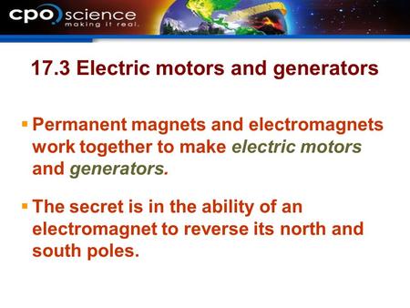 17.3 Electric motors and generators