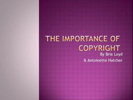 By Bria Loyd & Antoinette Hatcher  What is copyright?  Does the public have rights to download music, pictures, and written work?  What is plagiarism?