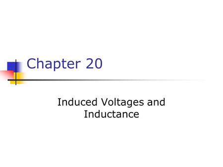 Chapter 20 Induced Voltages and Inductance. Faraday’s Experiment – Set Up A current can be produced by a changing magnetic field First shown in an experiment.