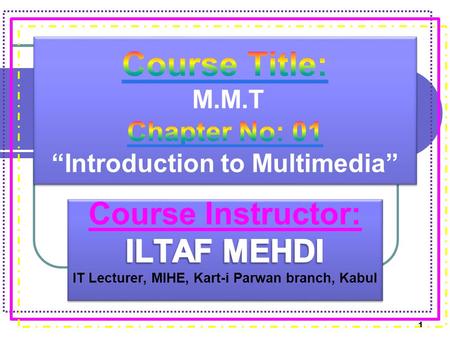 Course Title: M.M.T Chapter No: 01 “Introduction to Multimedia”