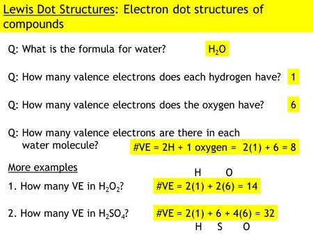 Lewis Dot Structures: Electron dot structures of compounds