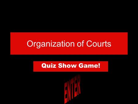 Organization of Courts Quiz Show Game! DIRECTIONS Read the question and click on the correct answer. To go to the next question click “next question.