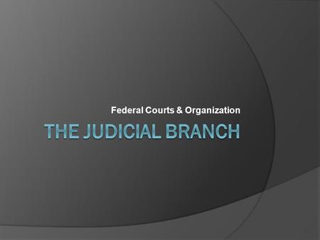 Federal Courts & Organization