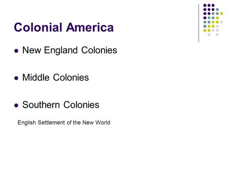 Colonial America New England Colonies Middle Colonies