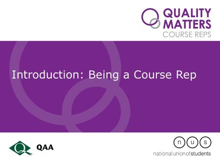 Introduction: Being a Course Rep. Learning objectives – identify the role of a rep – jargon busting – consider ways to get info from coursemates – how.