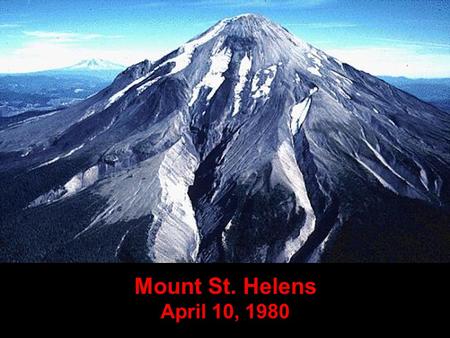 Mount St. Helens April 10, 1980. On March 20, 1980, after a quiet period of 123 years, earthquake activity once again began under Mt. St. Helens. March.