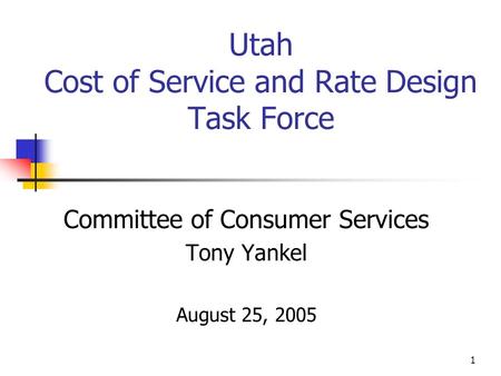 Utah Cost of Service and Rate Design Task Force