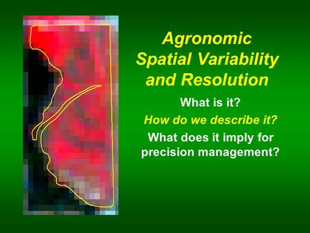 Agronomic Spatial Variability and Resolution What is it? How do we describe it? What does it imply for precision management?